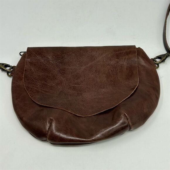 Boho Spanish Rossymina Small Brown Leather Round Crossbody Bag Adjustable Strap - Picture 7 of 13